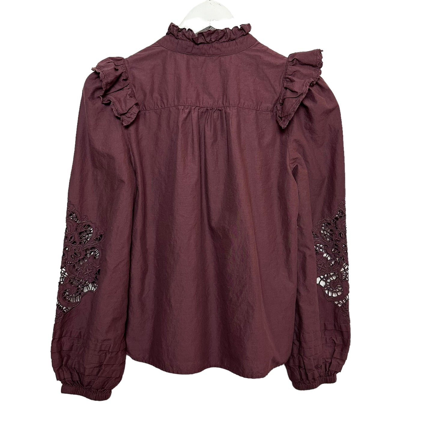 St. Roche Clair Top in Rasin Plum Purple Peasant Long Sleeve High Neck 4
