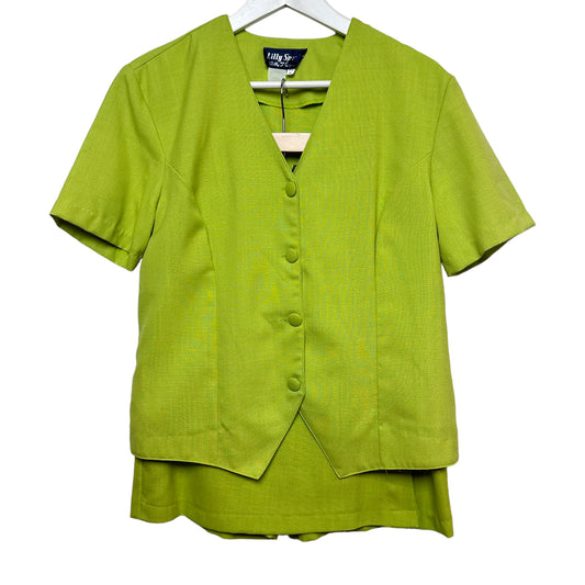 Vintage Lilly Sports Lime Green Skirt Set Skort and Matching Top Medium Petite