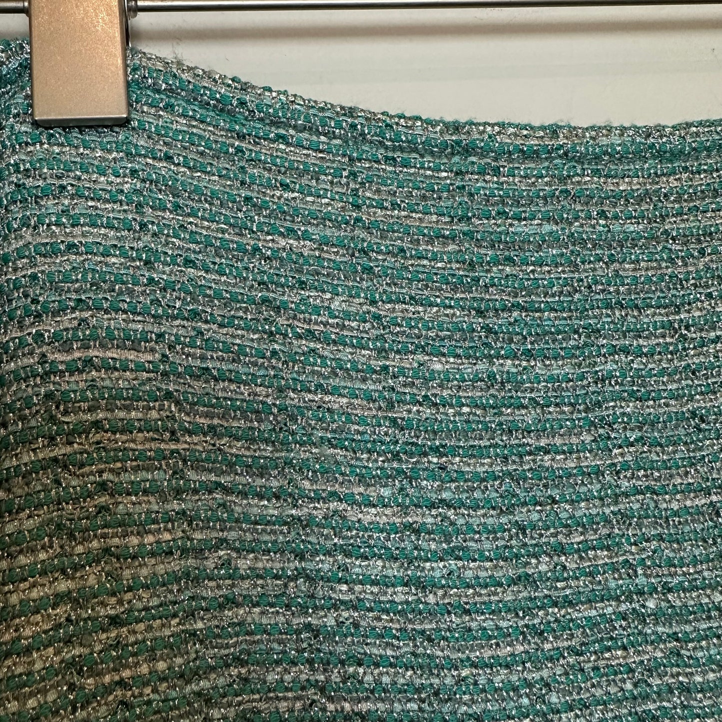 St. John Skirt Jade Shimmer Multi Knee Length Blue Tweed Knit Pencil 14
