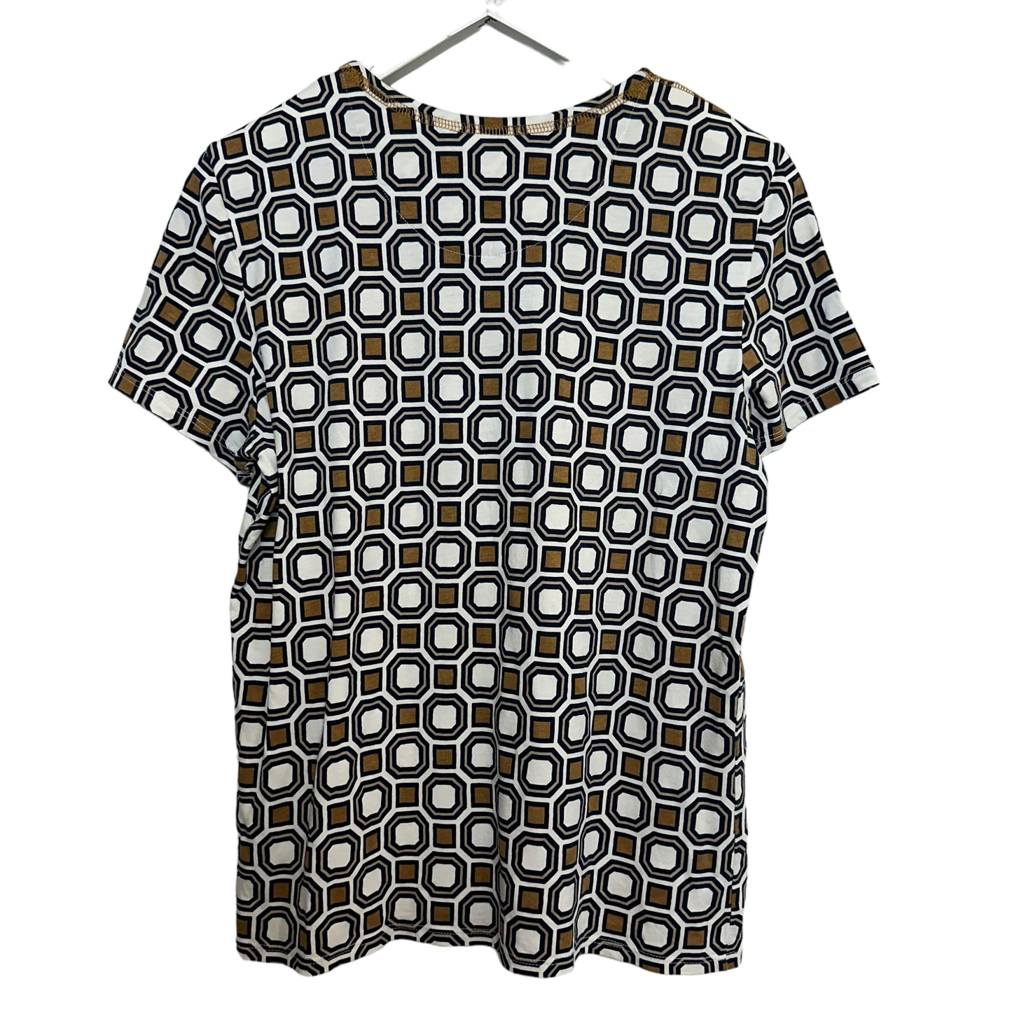 Tory Burch Louis T-Shirt Short Sleeve Geometric Pattern Octagon Cotton Medium