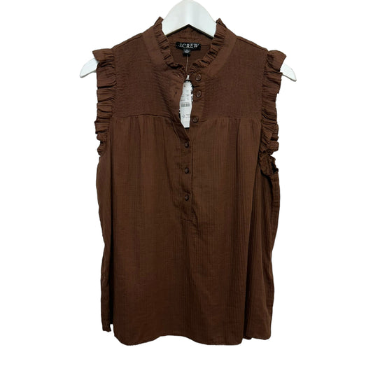 New with Tags J.Crew Garden Top in Soft Gauze Cotton Brown Sleeveless Smocked M