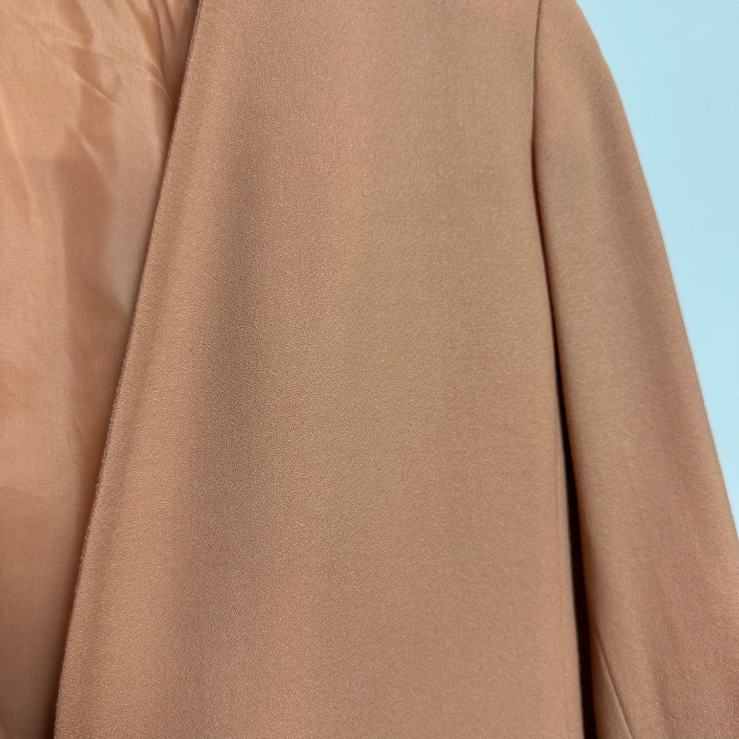 Vintage 80s Bicci Collarless Open Front Blazer Jacket Wool Single Button Peach