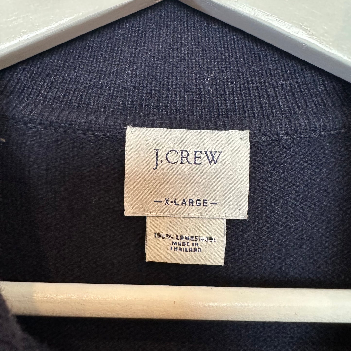 J. Crew Wool Polo Sweater Pullover Collared Navy Blue XL