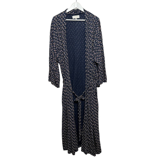 The Great Sleep Robe Navy Blue Apron Floral Cotton Long Medium/Large