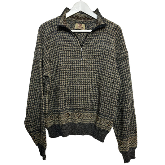 Vintage 90s TSR Outdoors Half Zip Grandpa Sweater Chunky Knit Pullover Medium