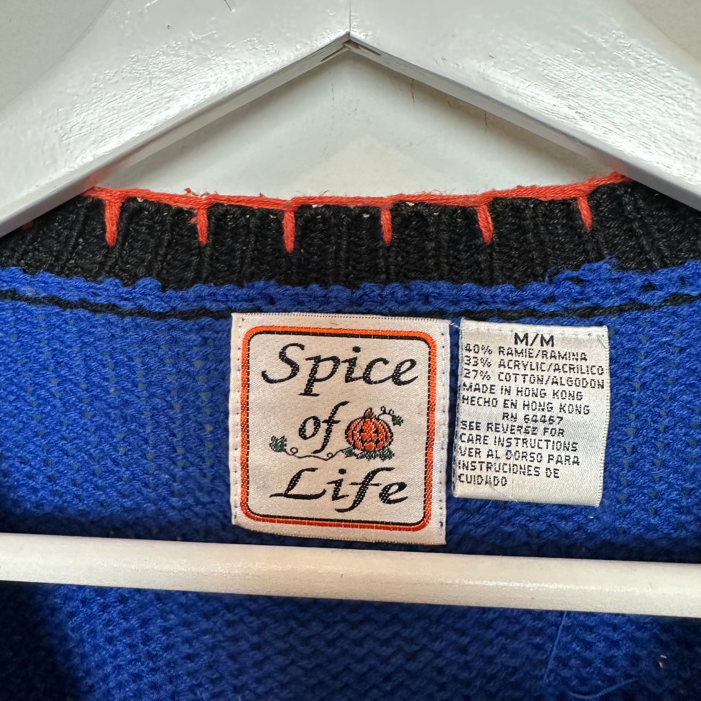 Vintage 90s Spice of Life Halloween Sweater Chunky Knit Pumpkin Cats Witches Medium