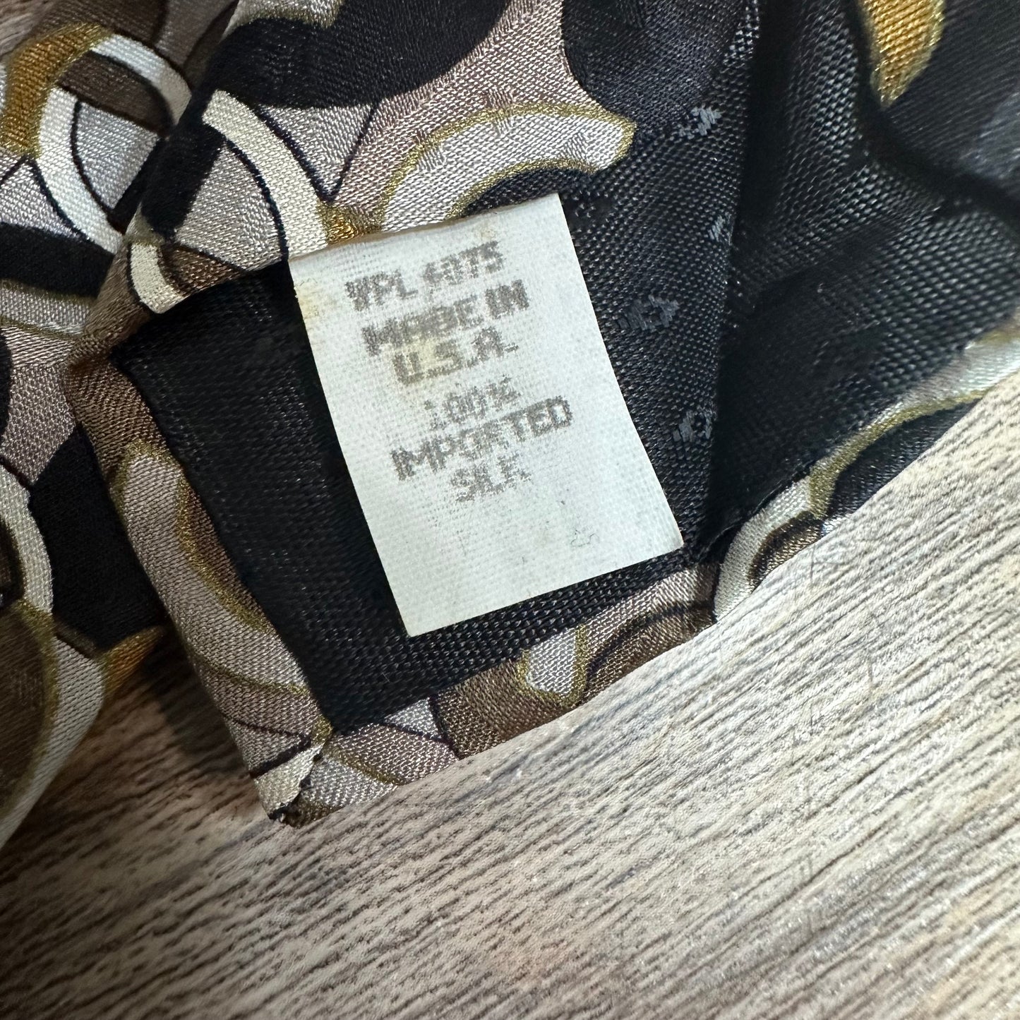 Vintage Oscar de la Renta 100% Silk Tie Geometric Pattern Black Gold Brown USA