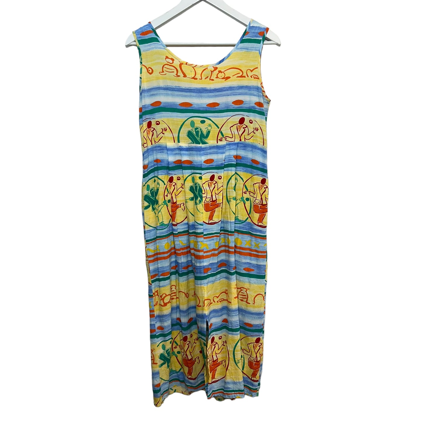 Vintage Jams World Janice Dress Dance Man Sleeveless Midi Tropical Small