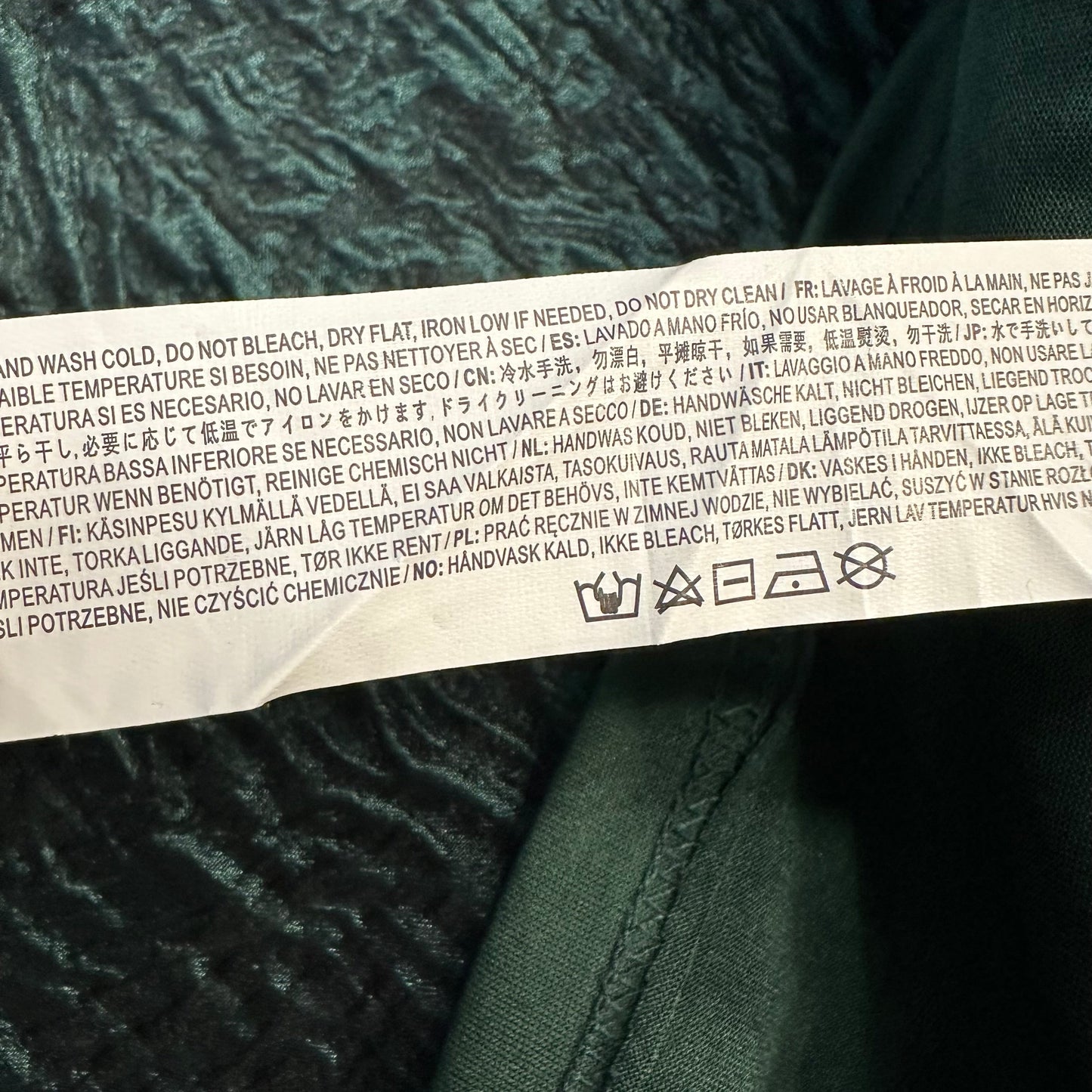 Moon River Dress Ruffled Neck Puff Sleeve Mini Green Jacquard Short Sleeve Medium