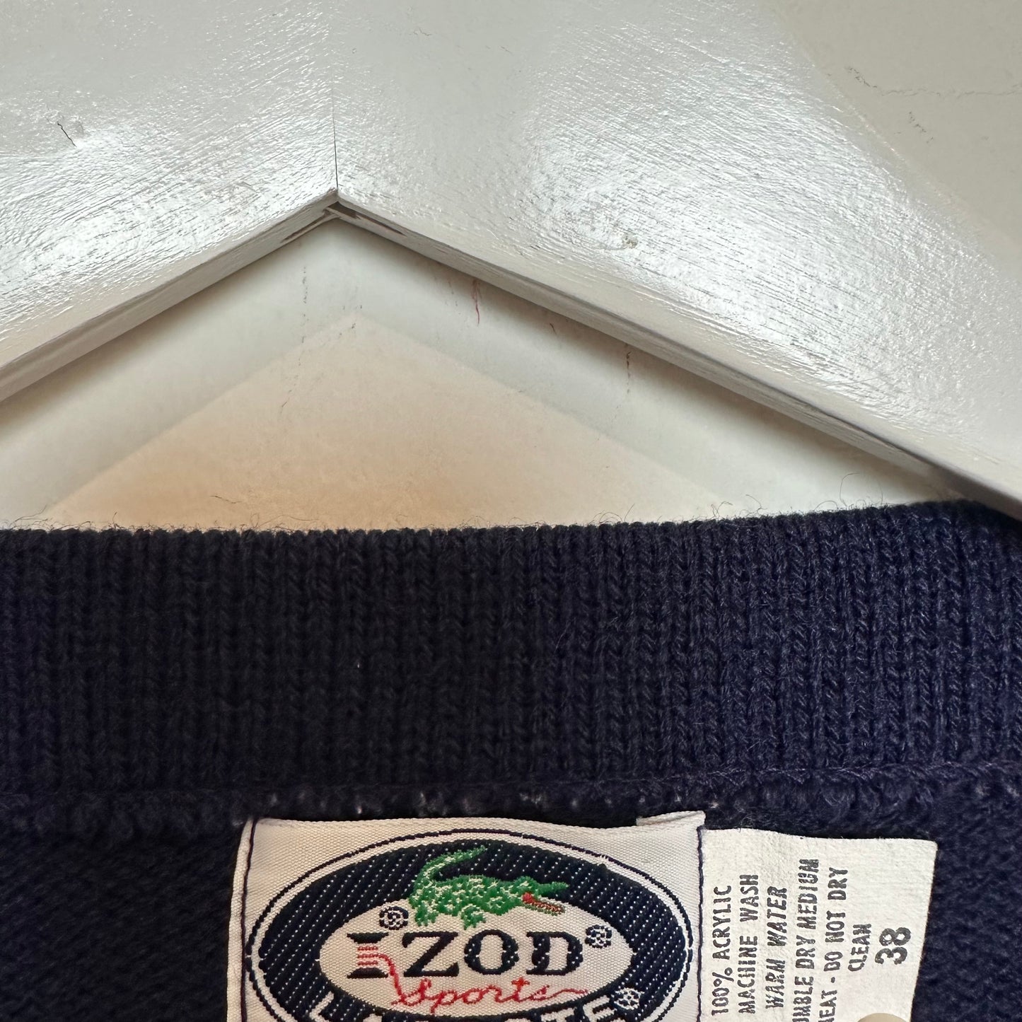 Vintage 70s Izod Sports Lacoste Boat Neck Sweater Navy Blue Small 38