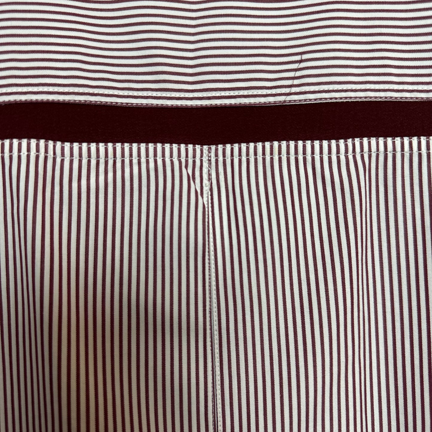 Loro Piana Button Up Dress Shirt Collared Long Sleeve Striped Red Cotton Silk