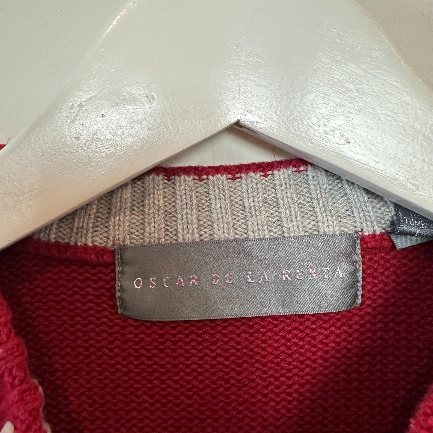 Vintage Oscar De La Renta Crewneck Sweater Chunky Knit Grandpa Cotton Medium