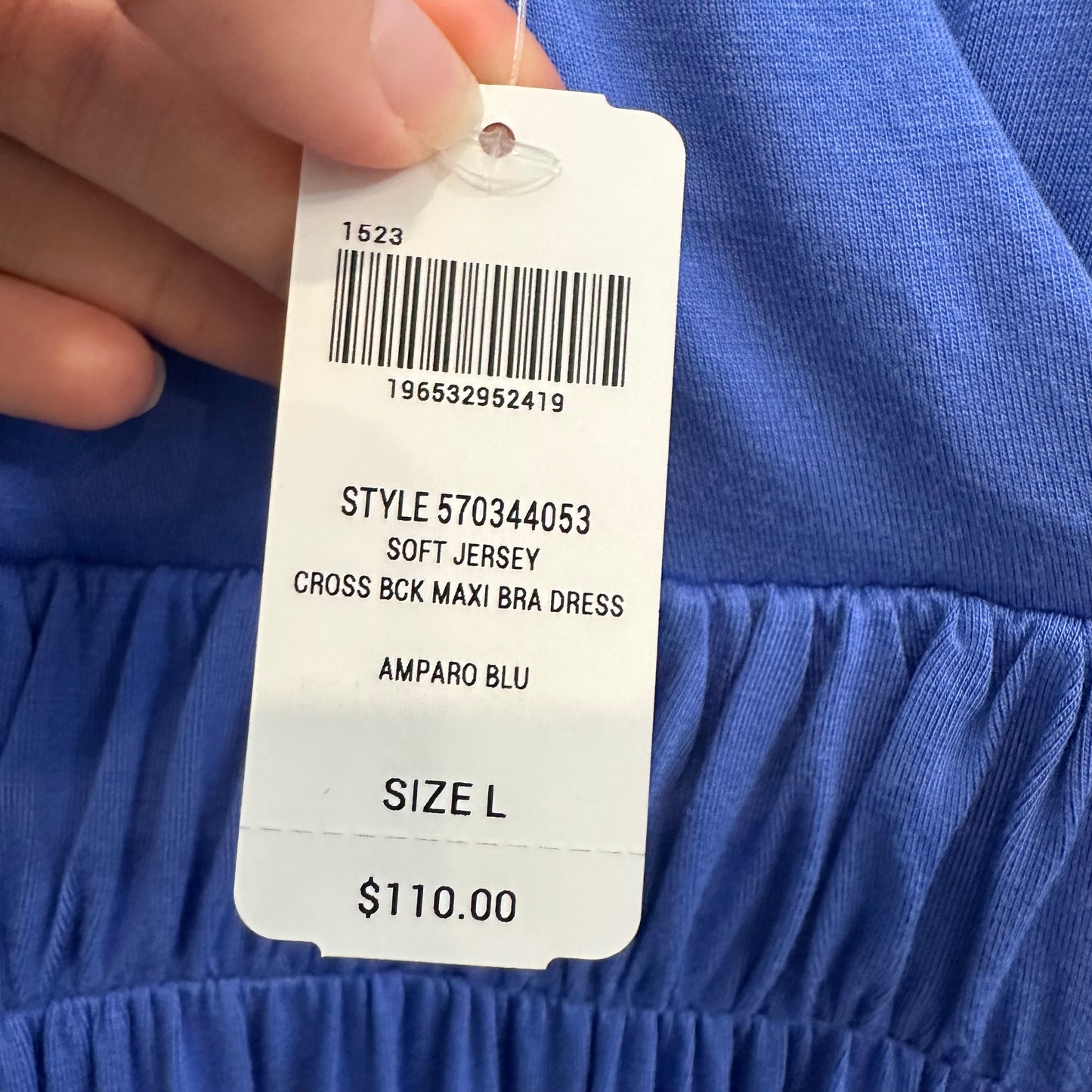 NWT Soma Soft Jersey Cross Back Maxi Bra Dress Blue Sleeveless Lounge Large