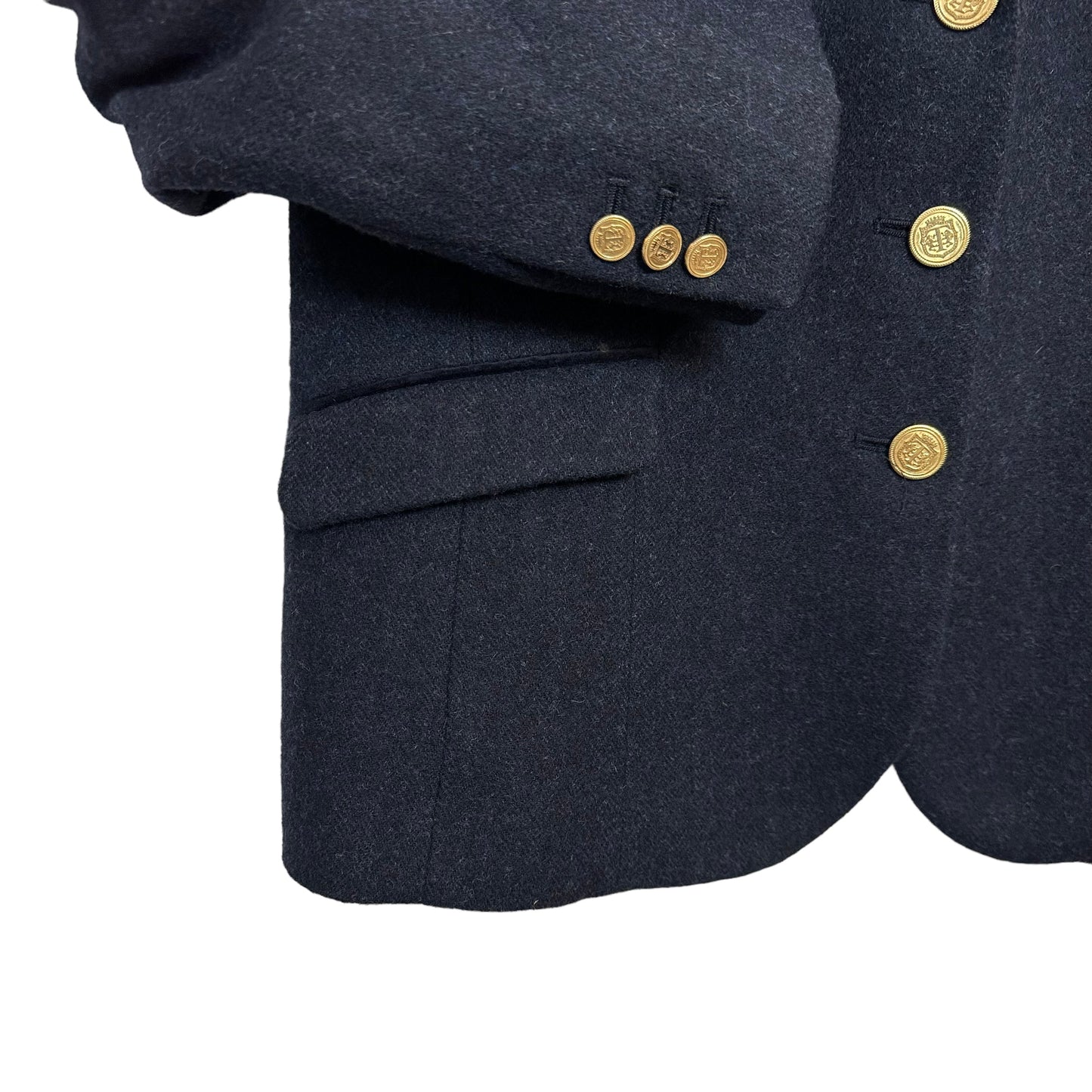 Talbots Aberdeen Blazer Jacket Navy Blue Wool Blend Gold Buttons 12