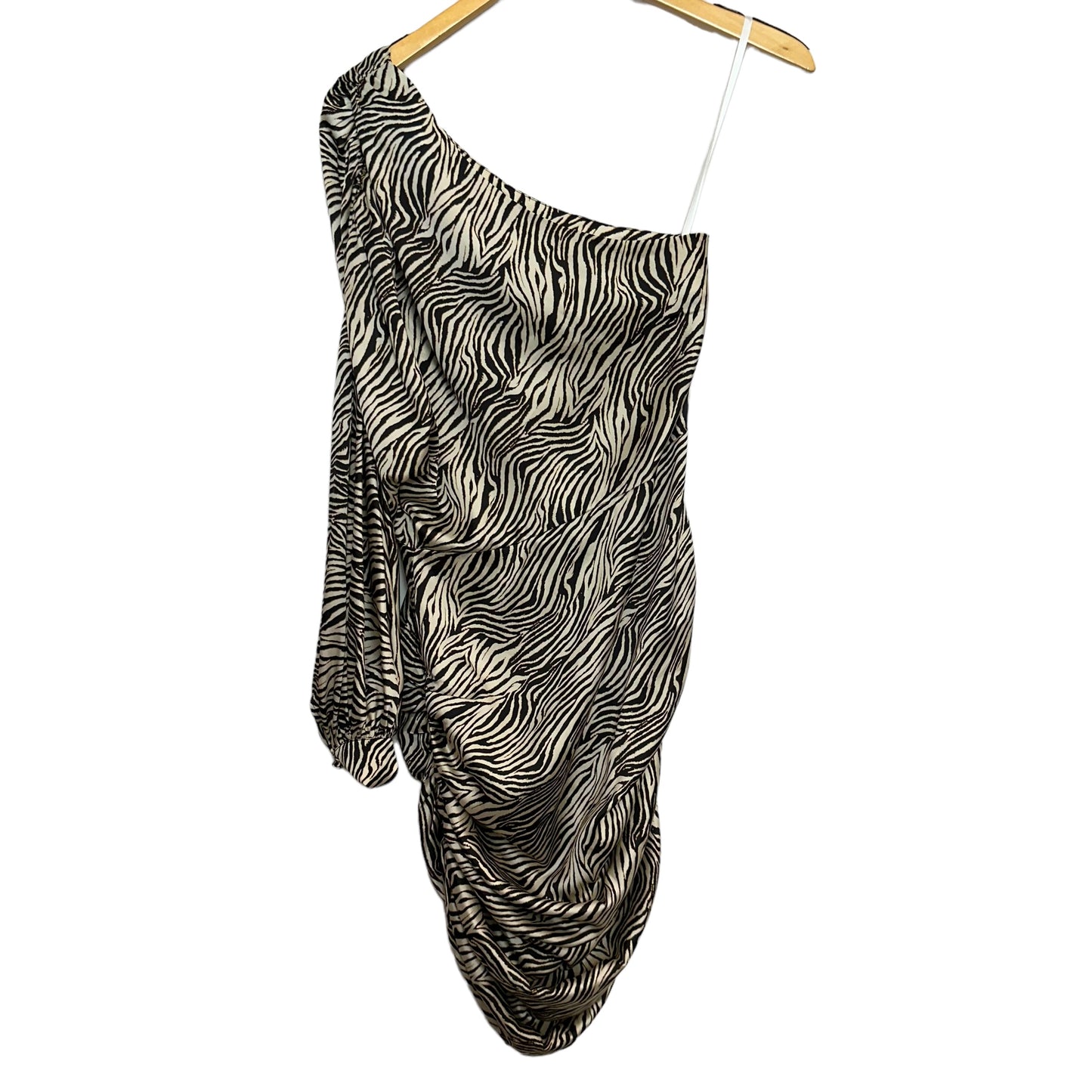L'Academie Layla Black & Tan Tiger Print Mini Dress Revolve Satin One Shoulder Small