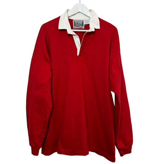 Columbiaknit Rugby Gear Polo Red Long Sleeve Heavyweight Cotton USA Large
