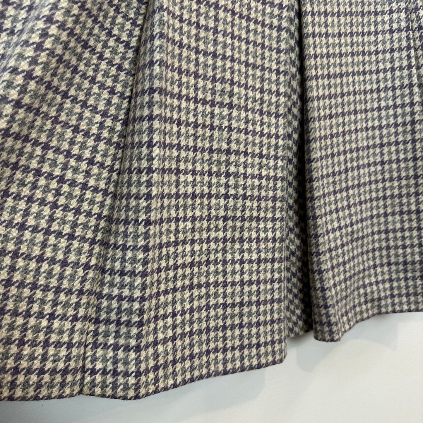 Brooks Brothers Wool Box Pleated Skirt Houndstooth Buckle Purple Preppy Tweed 6