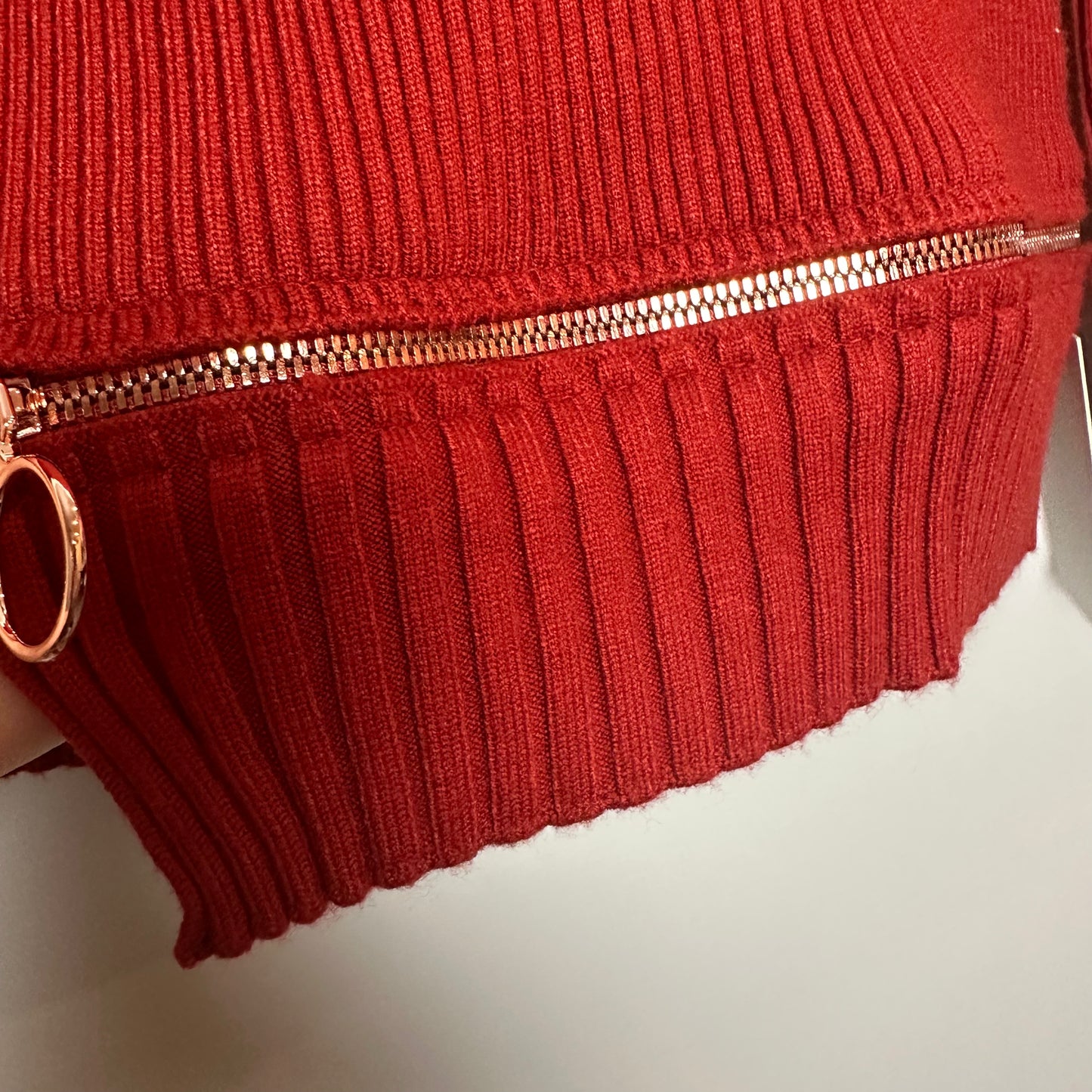 New with Tags For Love and Lemons Annie Zipper Sweater Ribbed Knit Small