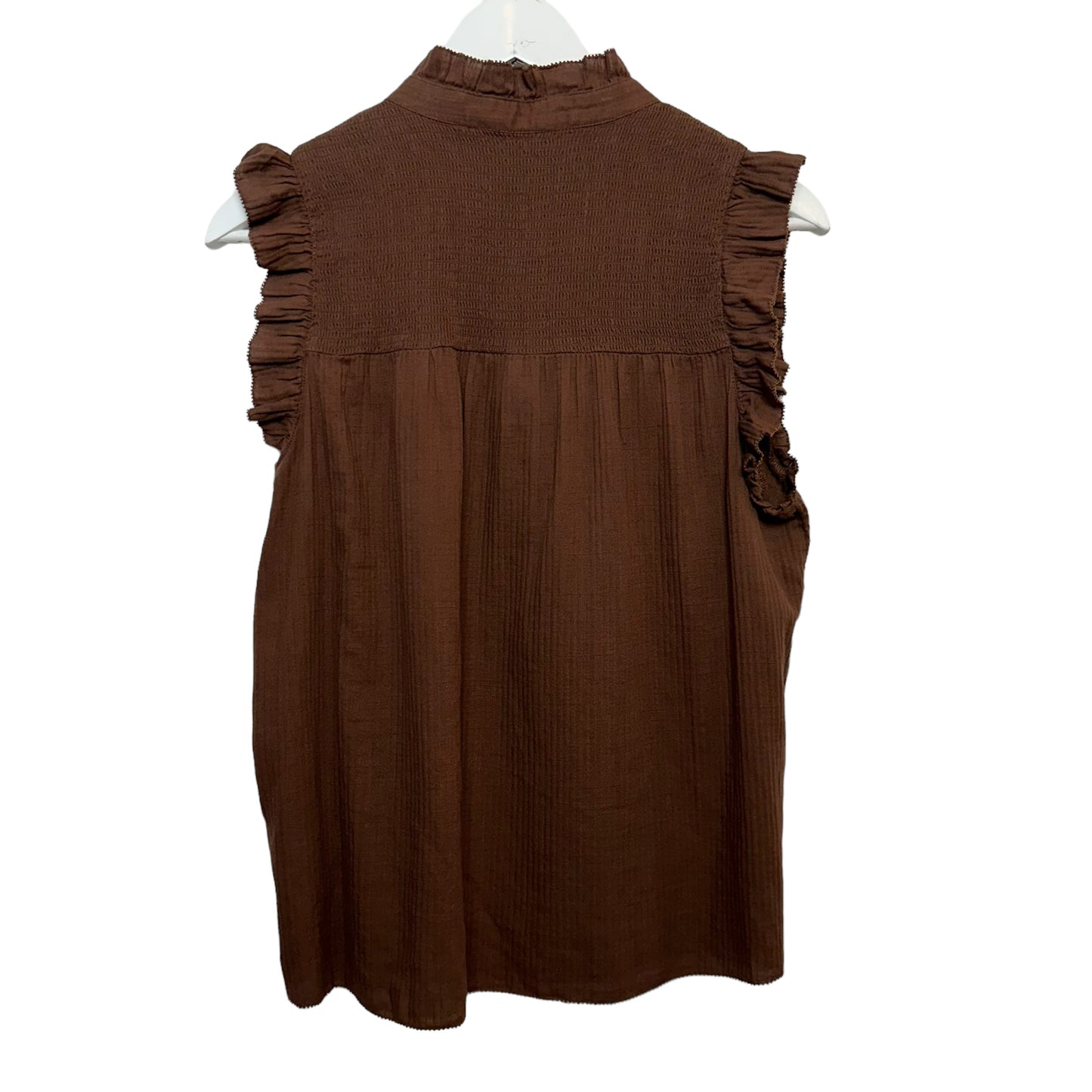 New with Tags J.Crew Garden Top in Soft Gauze Cotton Brown Sleeveless Smocked M