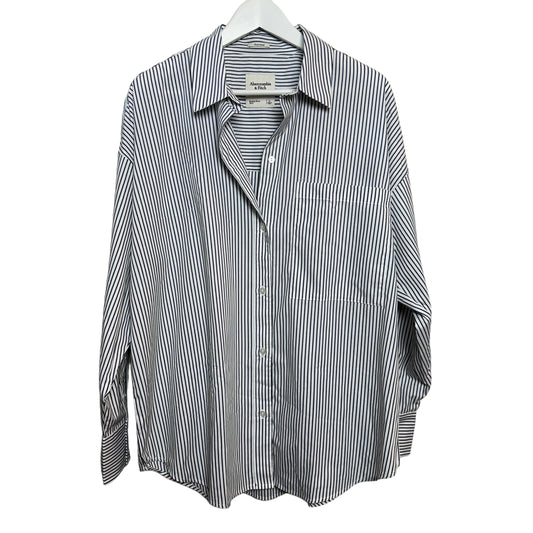 Abercrombie & Fitch Oversized Poplin Button Up Shirt Striped Collared Large