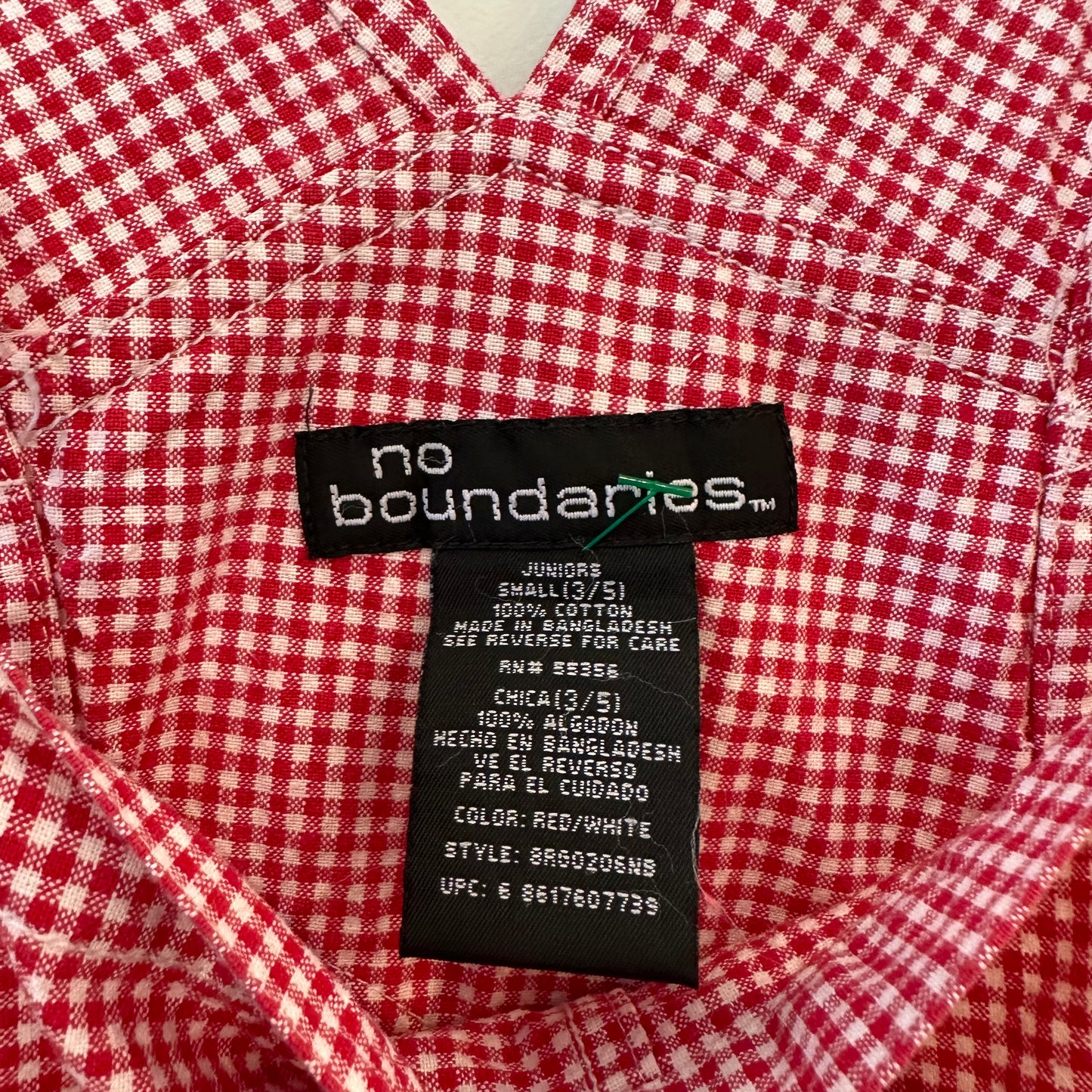 Vintage 90s No Boundaries Red Gingham Overall Shortalls Small