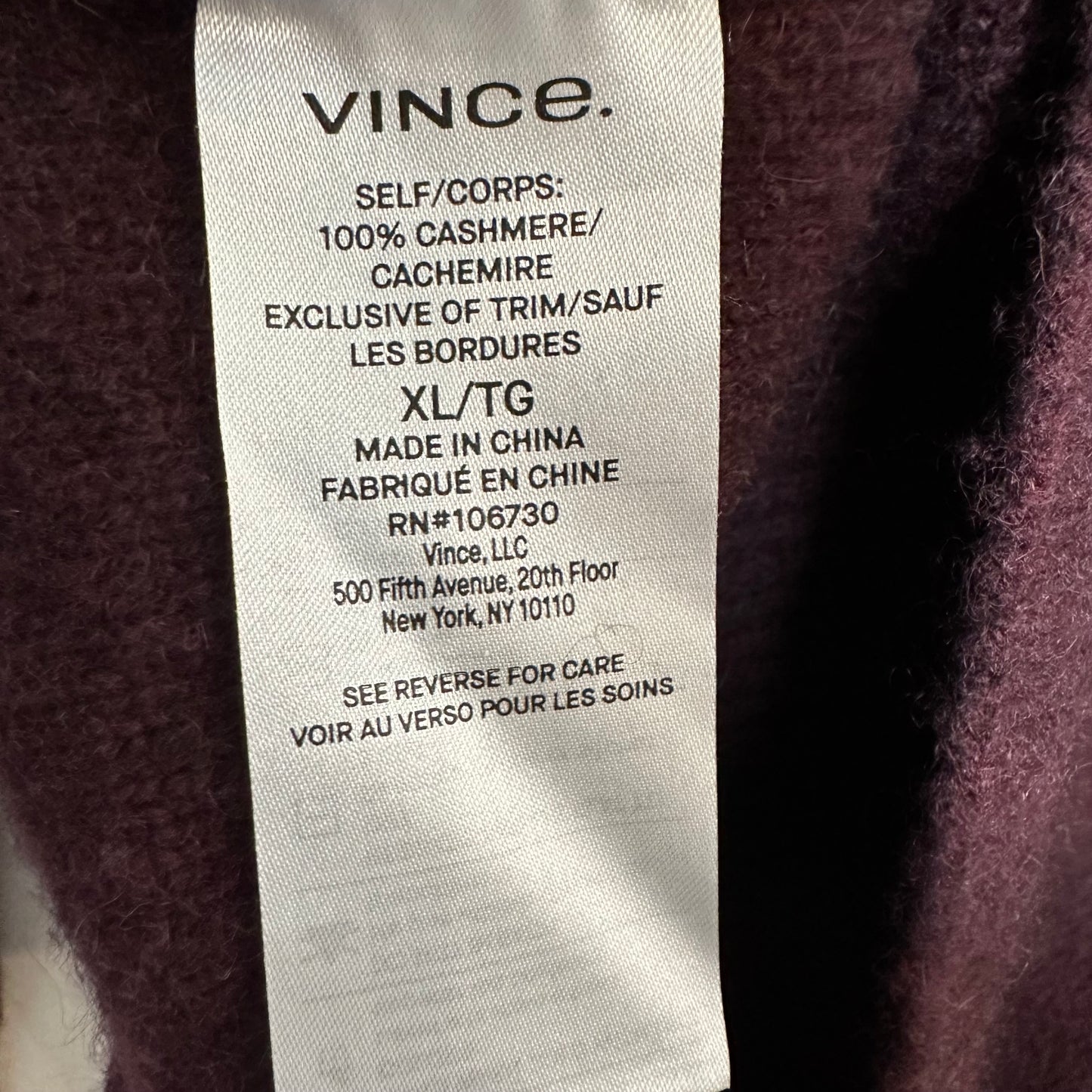Vince Plush Cashmere Funnel Neck Sweater Maroon Pullover Long Sleeve XL