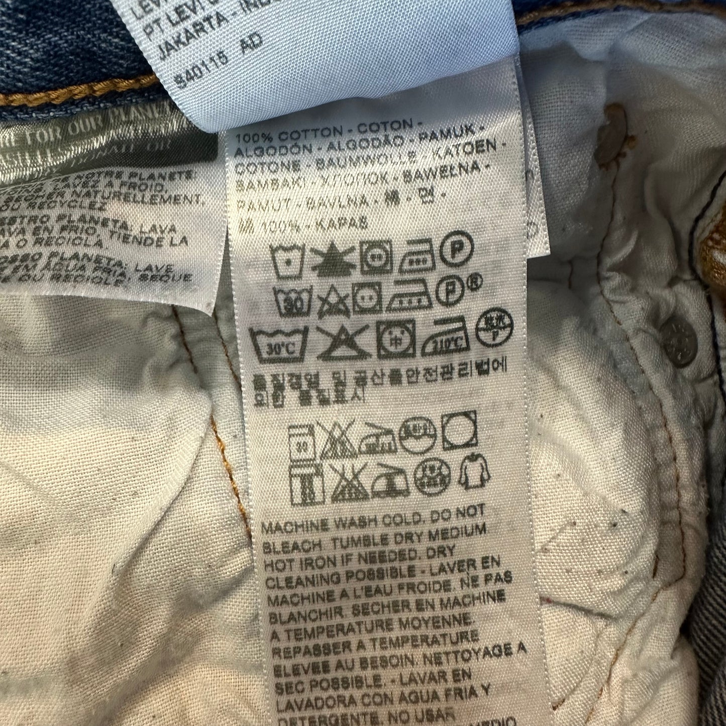 Levi's 501 CT Jeans Denim Boyfriend Taper Distressed 27