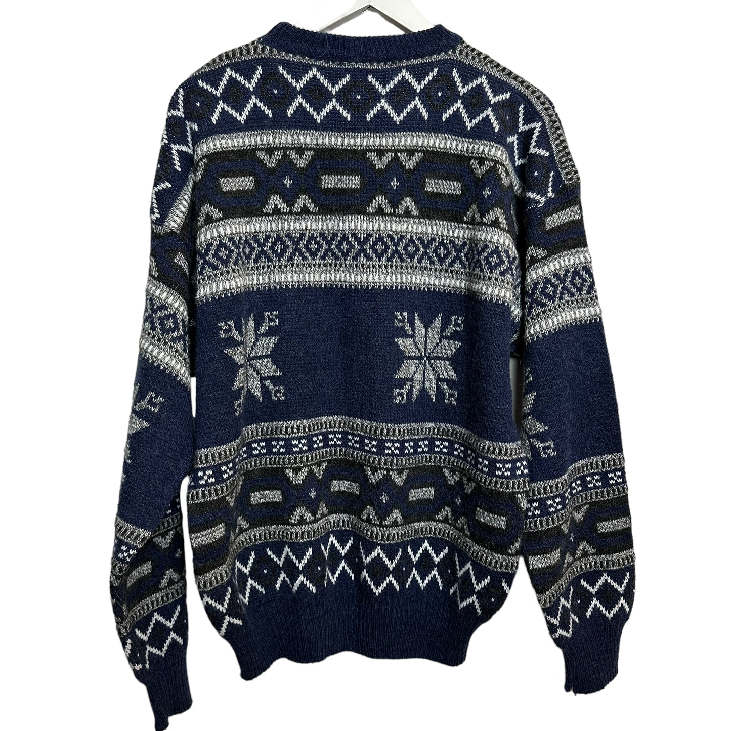 Vintage John Ashford Chunky Knit Fair Isle Grandpa Sweater Made in Italy XL