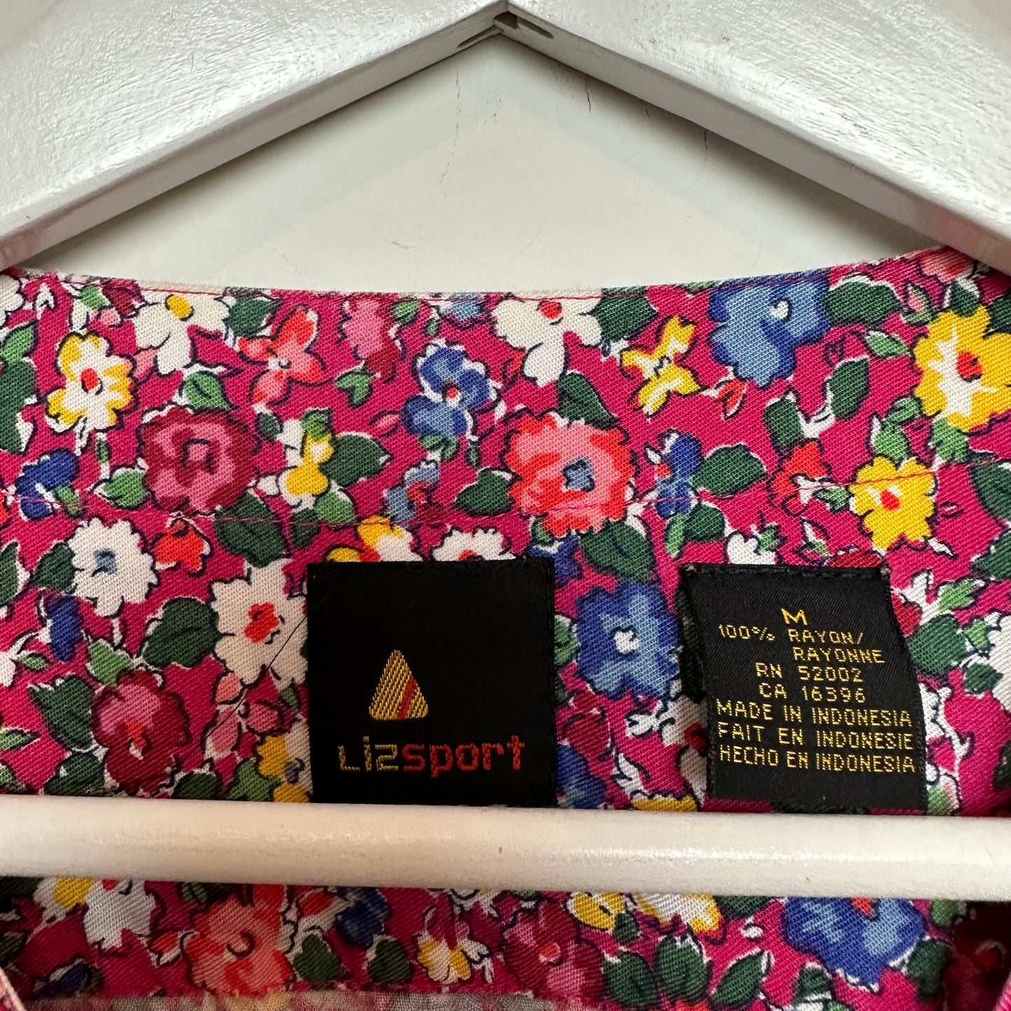 Vintage 90s Liz Sport Floral Romper Pink Rayon Medium