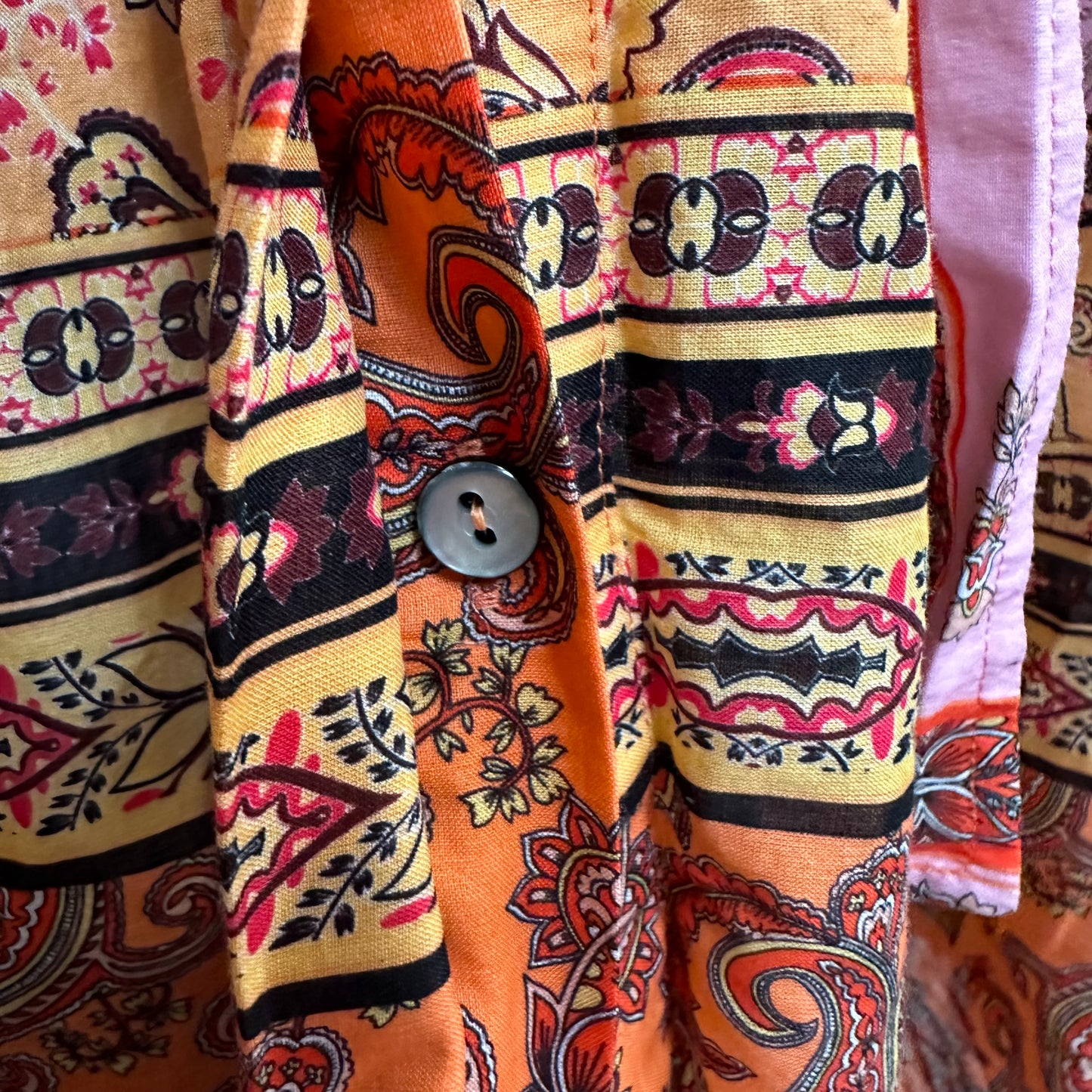 Kobi Halperin Diana Paisley Scarf Print Long Sleeve Button Front Midi Dress XL