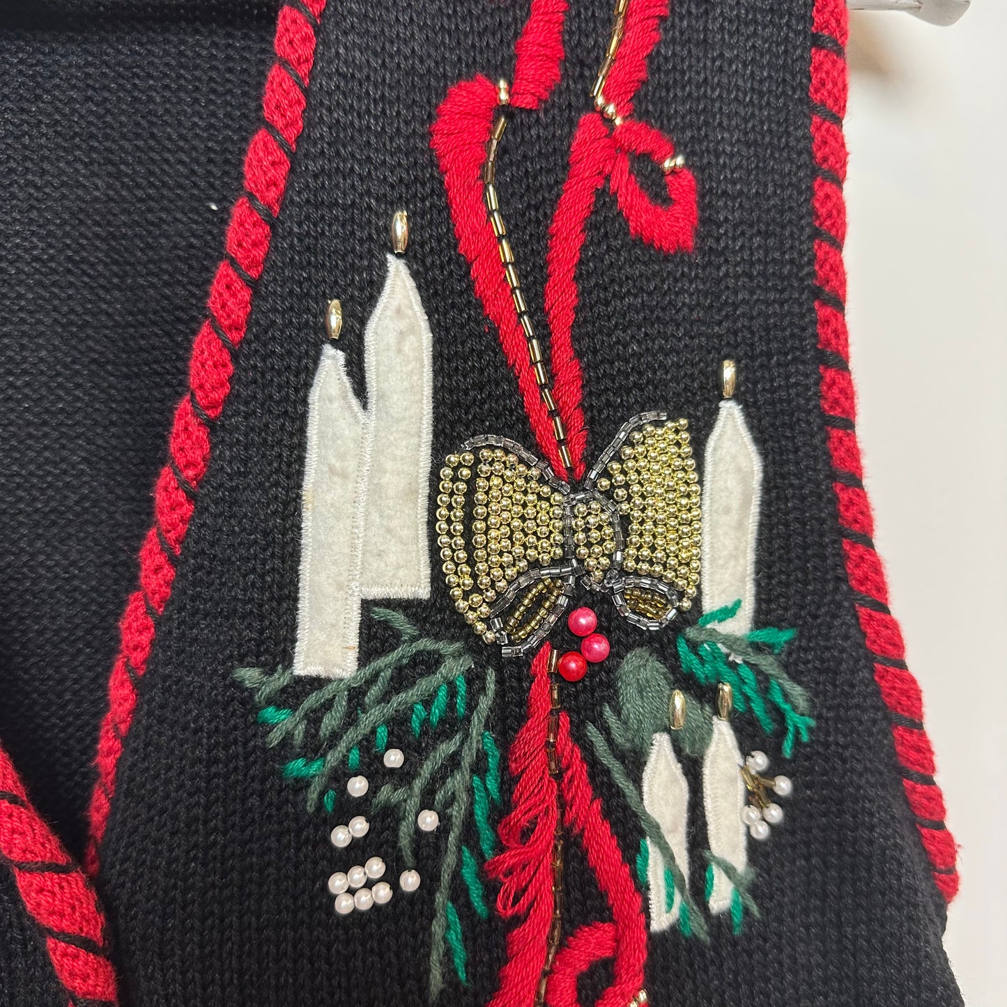 Vintage Victoria Jones Christmas Holiday Sweater Vest Festive Lights Knit Petite Medium