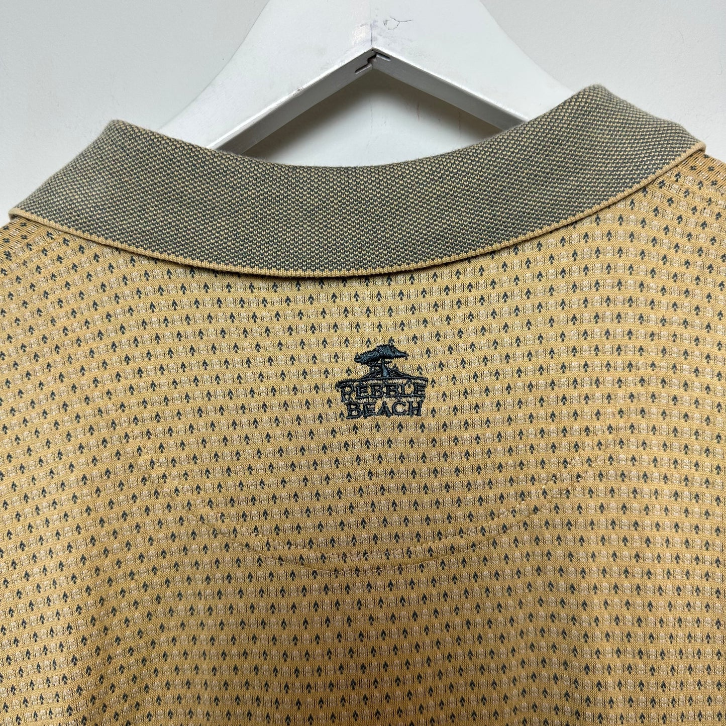 Retro Pebble Beach Polo 60s Two-Ply Cotton Yellow Geometric Large
