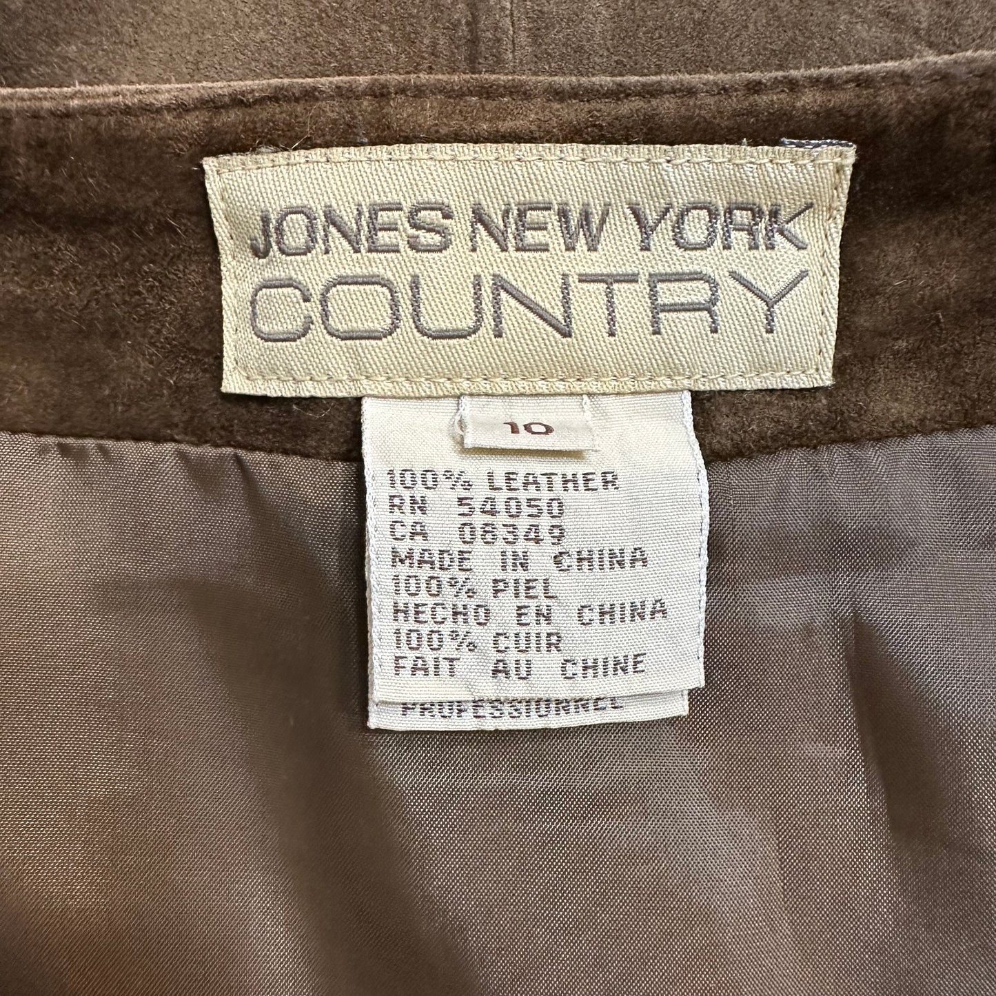 Vintage 90s Jones New York Country Suede Leather Midi Maxi Skirt Brown 10