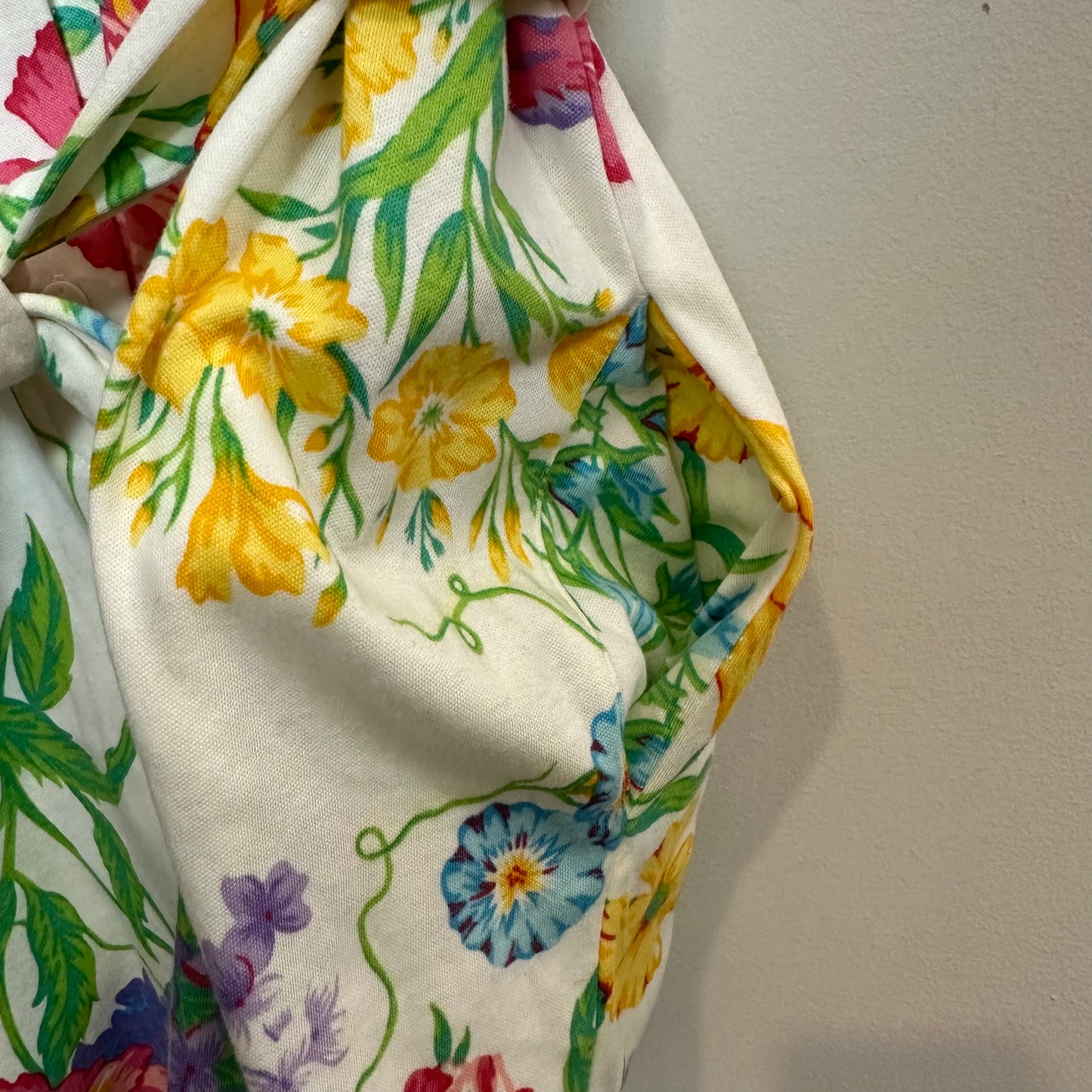 Vintage 80s 90s Adrienne Vittadini Floral Romper Cotton Made in the USA Medium
