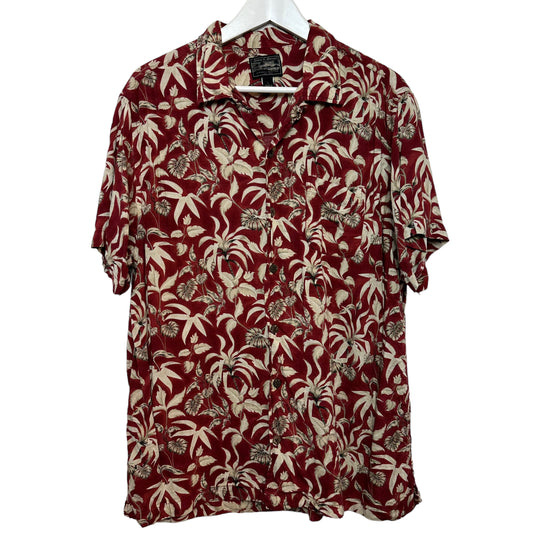 Steve and Barry's Tropical Print Hawaiian Floral Short Sleeve Button Down Shirt Large