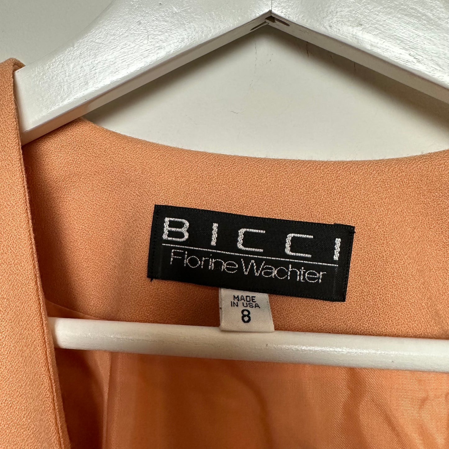 Vintage 80s Bicci Collarless Open Front Blazer Jacket Wool Single Button Peach