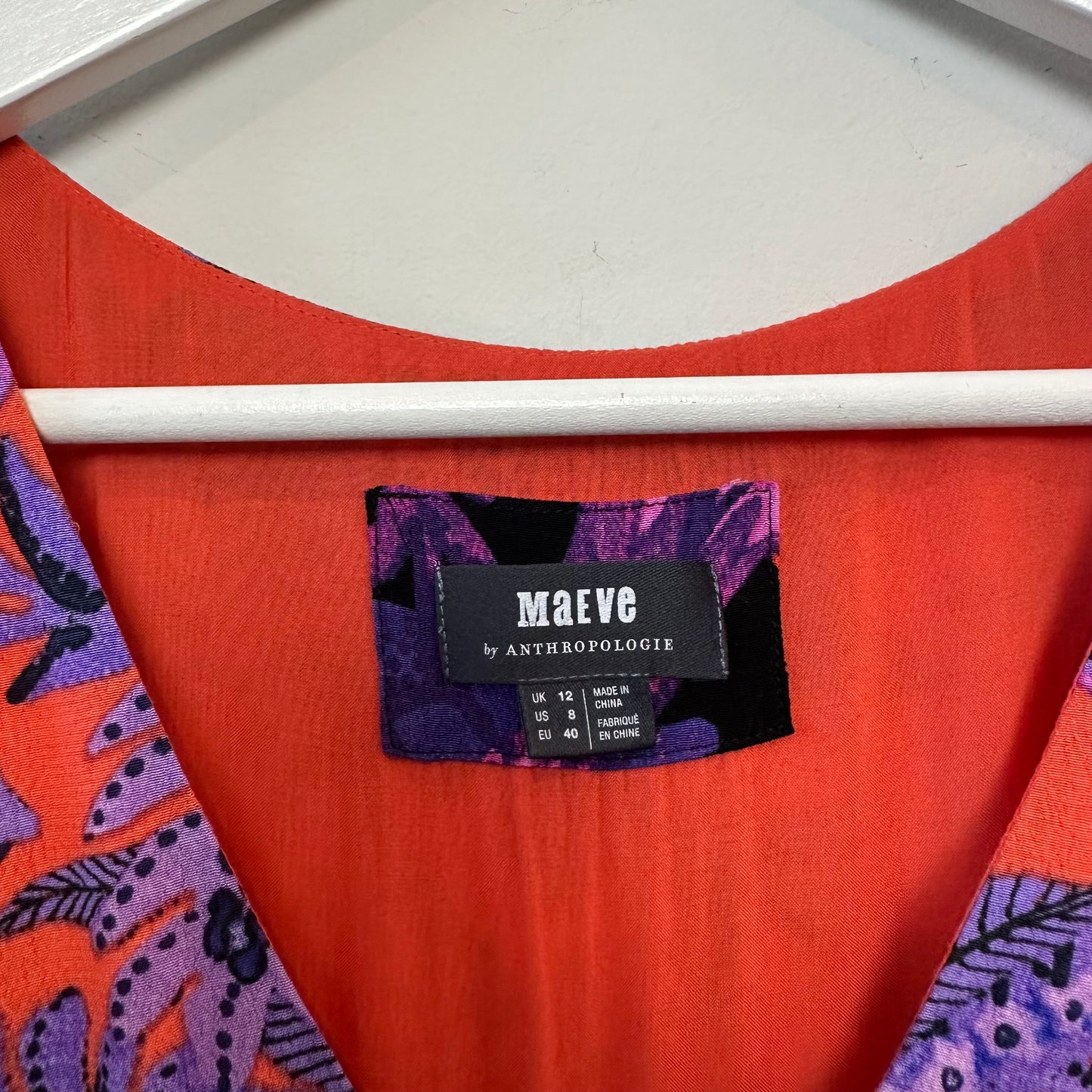Anthropologie Maeve Macie Maxi Dress Floral Sleeveless Purple Orange Red 8