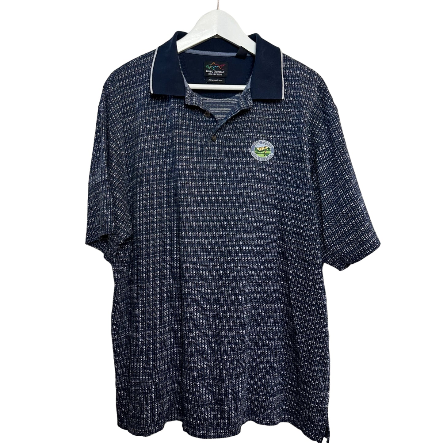 Retro Greg Normal Golf Polo Navy Blue Geometric Pattern Wente Vineyards Cotton XL