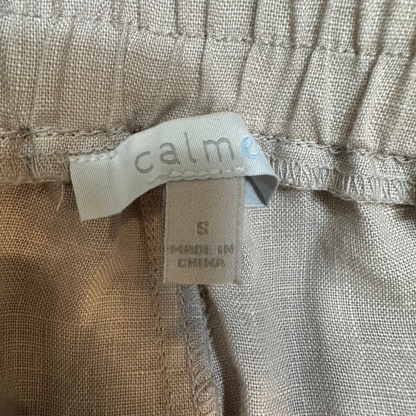 Johnny Was Calme Linen Joggers Oatmeal Beige Elastic Waist Pull On Small