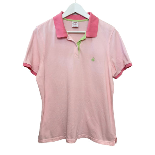Y2K Brooks Brothers 346 Colorblock Polo Shirt Cotton Pink Green XL