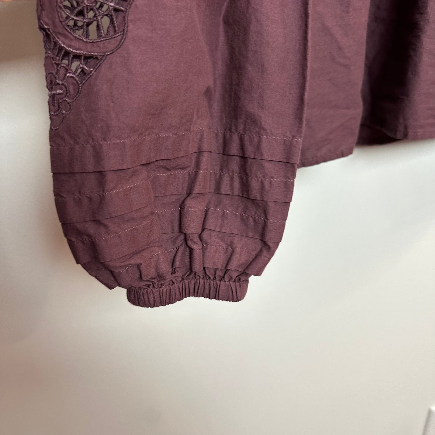 St. Roche Clair Top in Rasin Plum Purple Peasant Long Sleeve High Neck 4