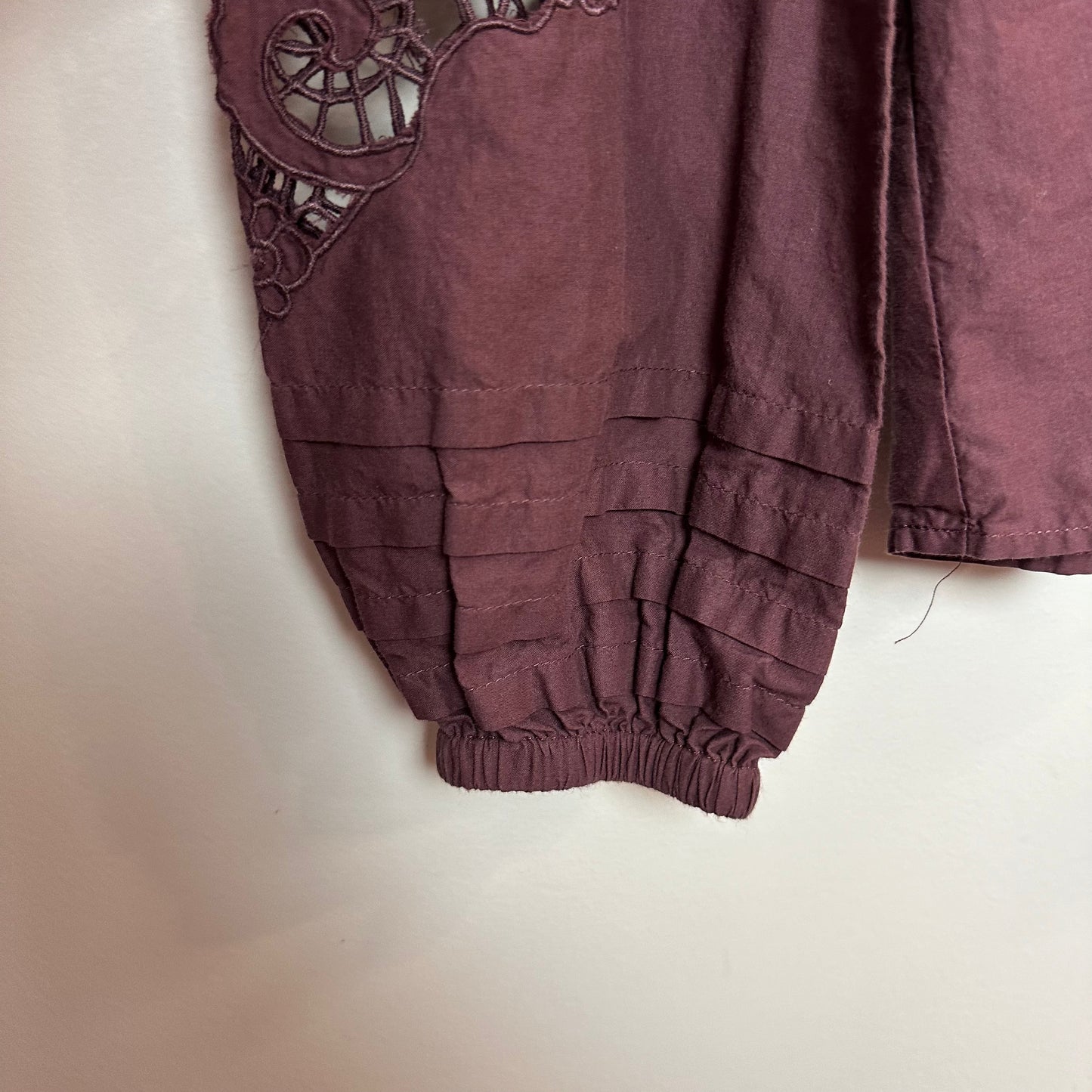 St. Roche Clair Top in Rasin Plum Purple Peasant Long Sleeve High Neck 4