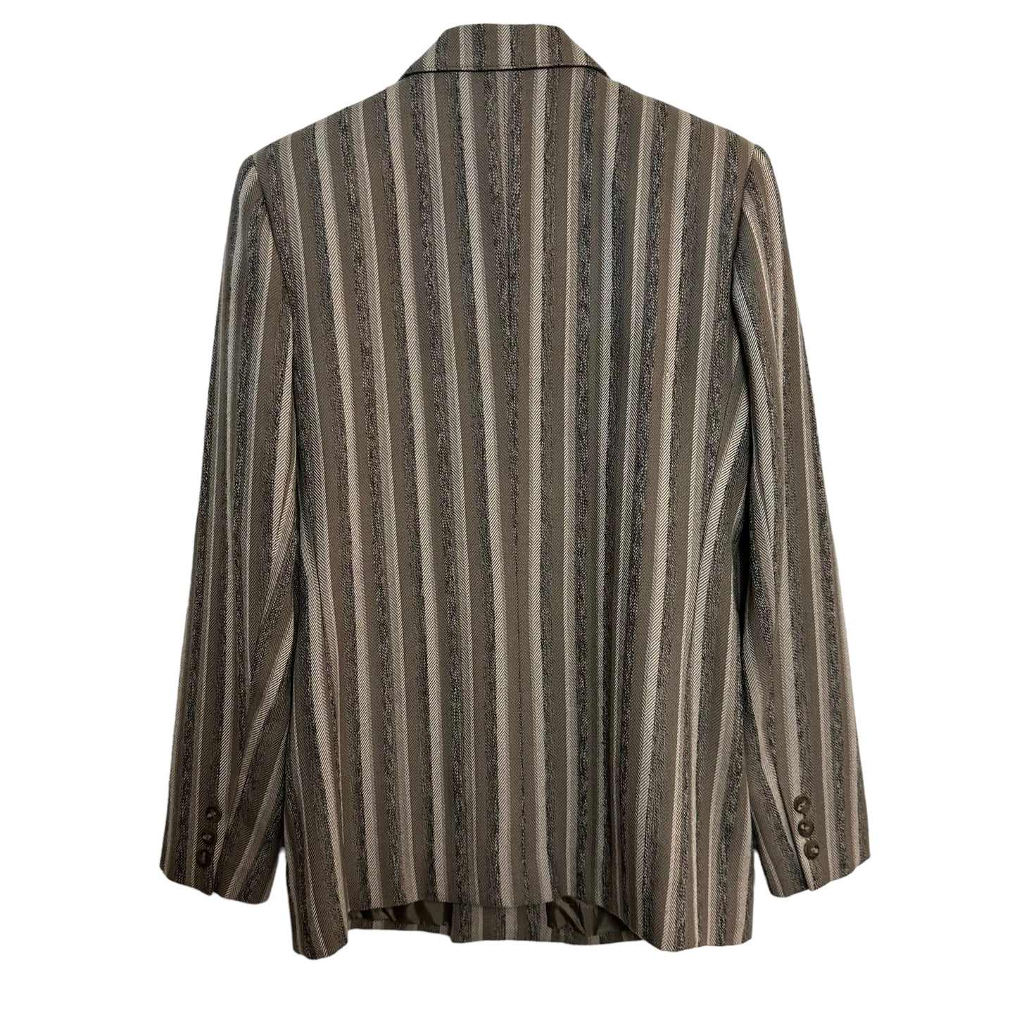 Vintage 90s Atrium Collection Neutral Striped Wool Blazer Jacket 9/10