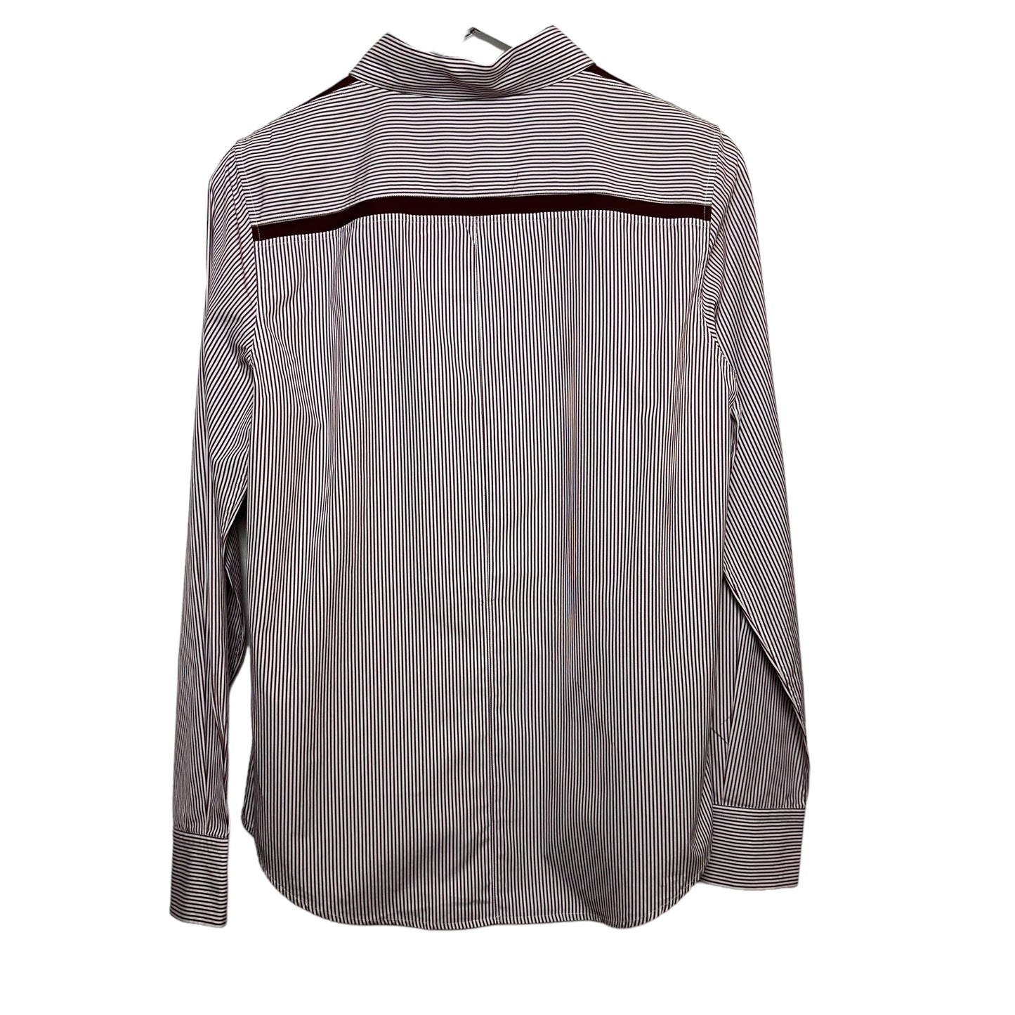 Loro Piana Button Up Dress Shirt Collared Long Sleeve Striped Red Cotton Silk