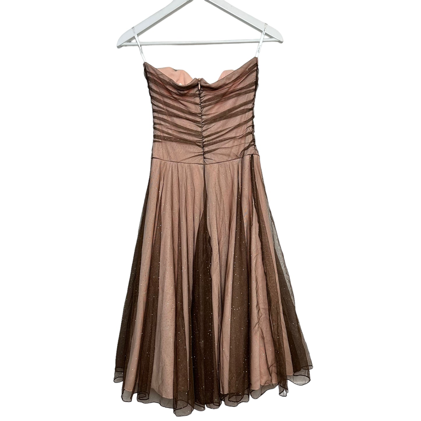 NWT Y2K Speechless Strapless Midi Dress Gown Sheer Mesh Fit and Flare Sparkle Small