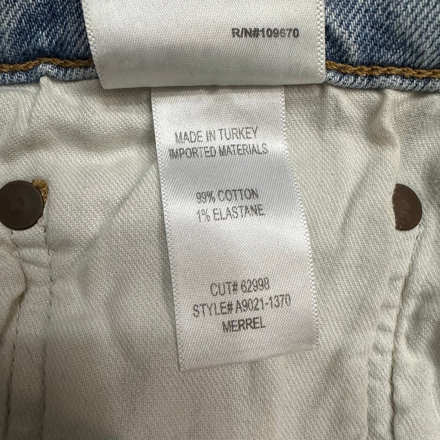 Agolde Merrel Jeans Mid Rise Straight Slim Raw Edge Hem 30