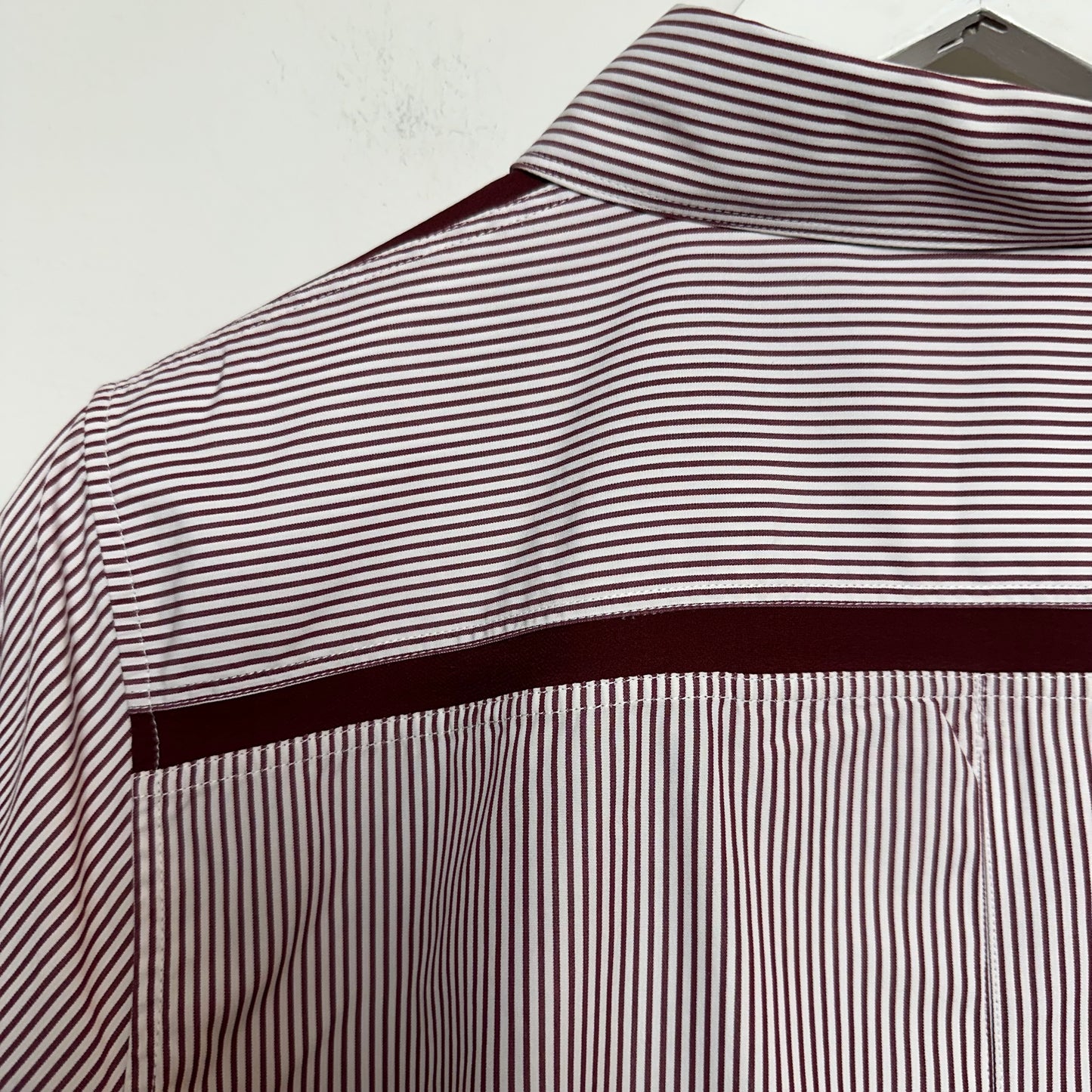 Loro Piana Button Up Dress Shirt Collared Long Sleeve Striped Red Cotton Silk