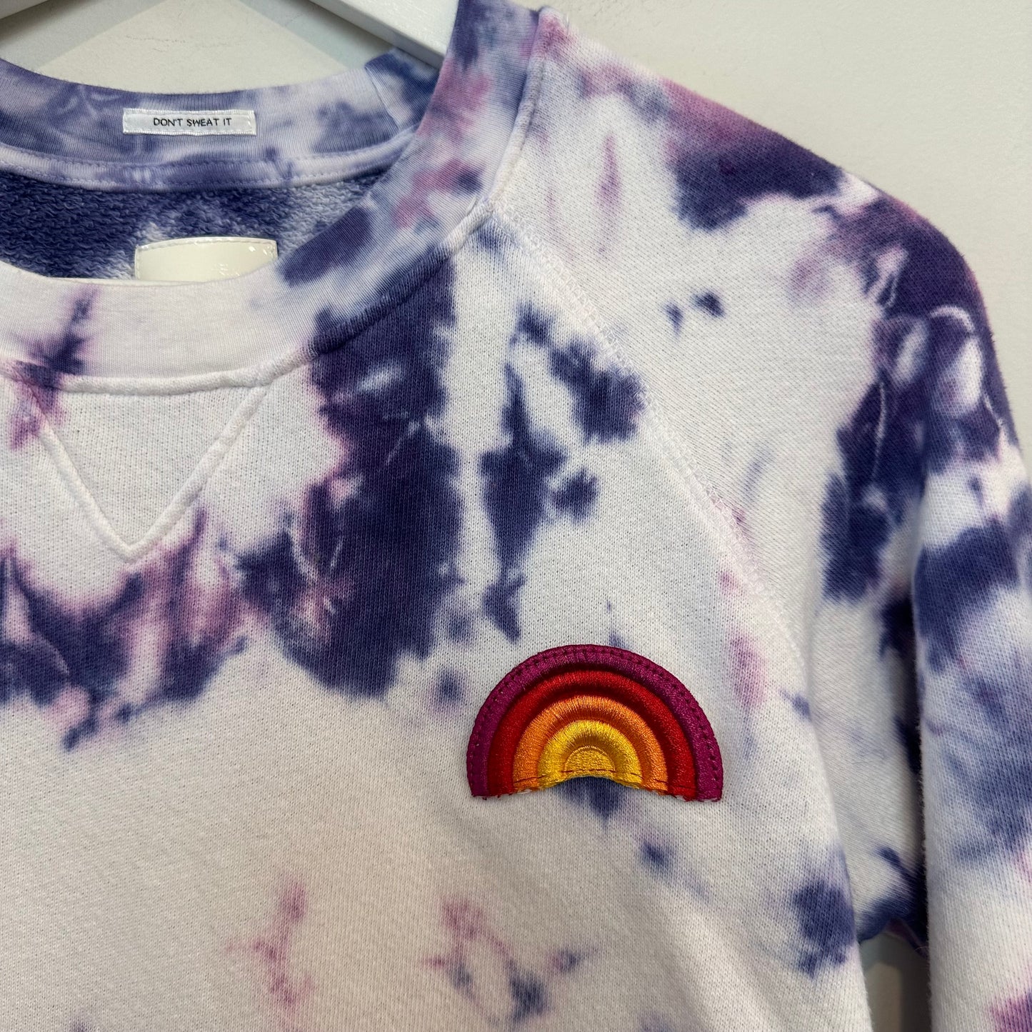 Mother The Square Sweatshirt Purple Tie Dye Rainbow Crewneck Pullover Cotton XS