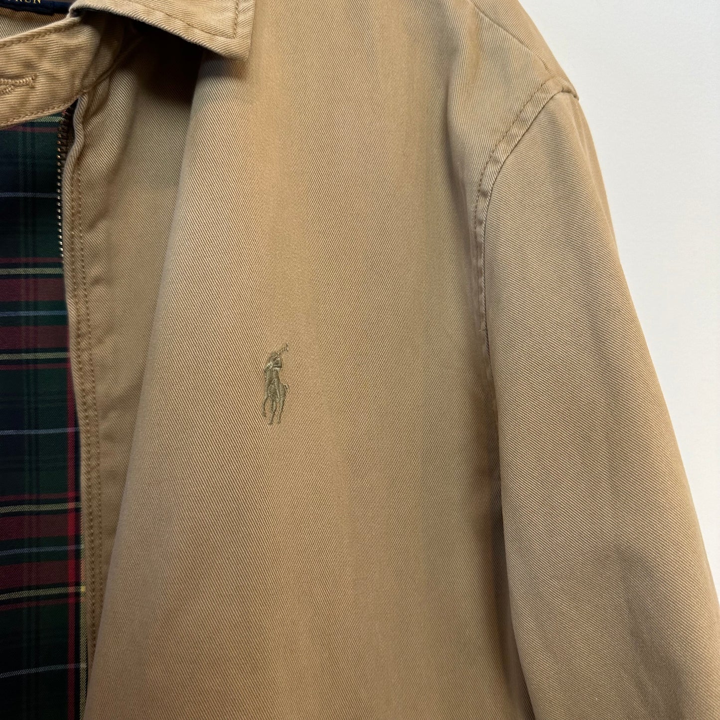 Polo Ralph Lauren Jacket Tan Cotton Collared Lightweight Windbreaker Large