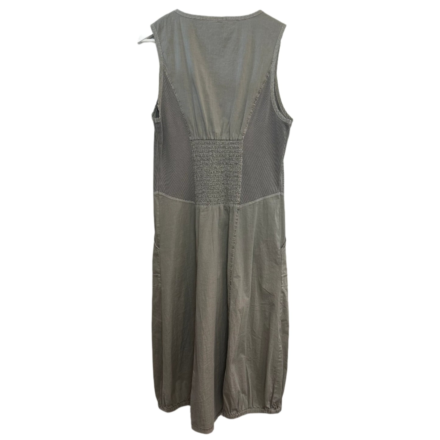 XCVI Gibbon Tank Dress Gray Sleeveless Midi Smocked Bubble Skirt Gorp Large